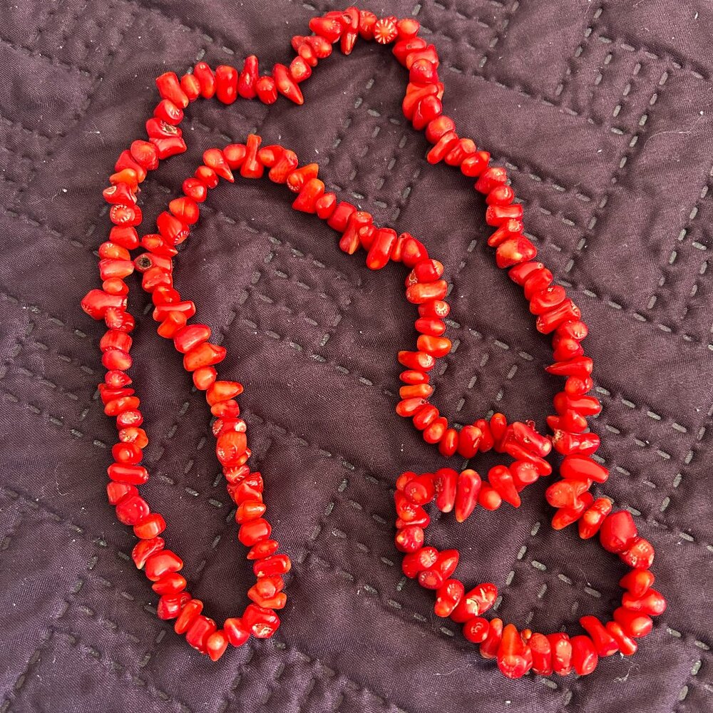 Red Coral 30"  Strand of large Bead Chips for Jewelry Making